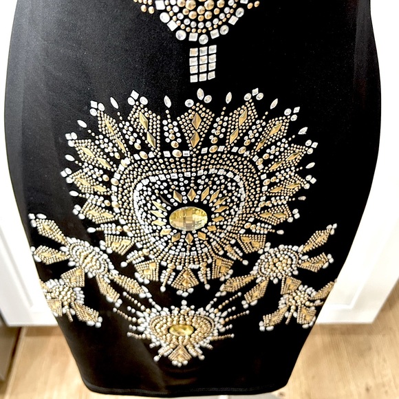 NWOT Va Va Boom BodyCon Stretch Pullover Dress Bejeweled In Rhinestones - Picture 3 of 6